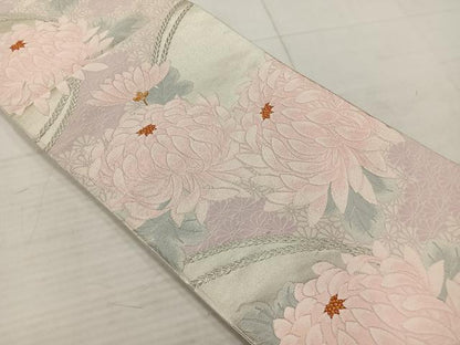 平和屋着物◎六通柄袋帯 唐織 草花文 金銀糸 正絹 逸品 AABC5867uk