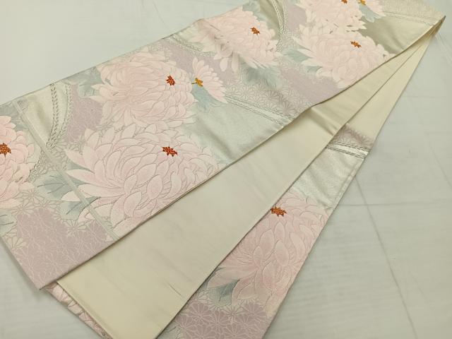 平和屋着物◎六通柄袋帯 唐織 草花文 金銀糸 正絹 逸品 AABC5867uk
