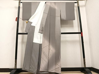 平和屋着物●訪問着　刺繍　幾何学文様　暈し染め　金糸　正絹　逸品　AABC6004ph