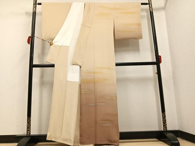 平和屋着物●人間国宝 福田喜三郎 訪問着 霞文 暈し染め 金彩 正絹 逸品 AABC6016ph