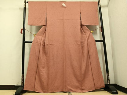 平和屋着物●上質な色無地 花唐草地紋 ときがら茶色 正絹 逸品 未使用 AABC6018ph