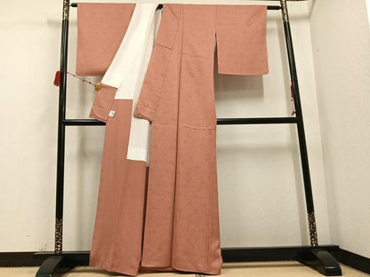 平和屋着物●上質な色無地 花唐草地紋 ときがら茶色 正絹 逸品 未使用 AABC6018ph