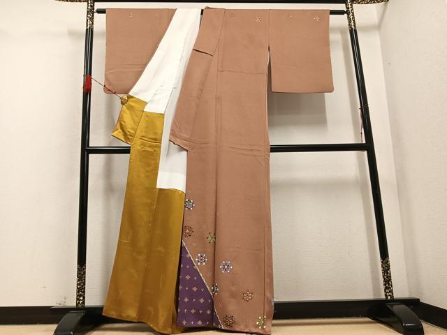 平和屋着物●世界的友禅作家 千地泰弘 訪問着 舞花文 正絹 逸品 AABC6024ph