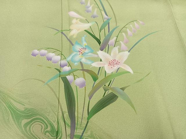 平和屋着物●訪問着 草花文 正絹 逸品 AABC6029ph