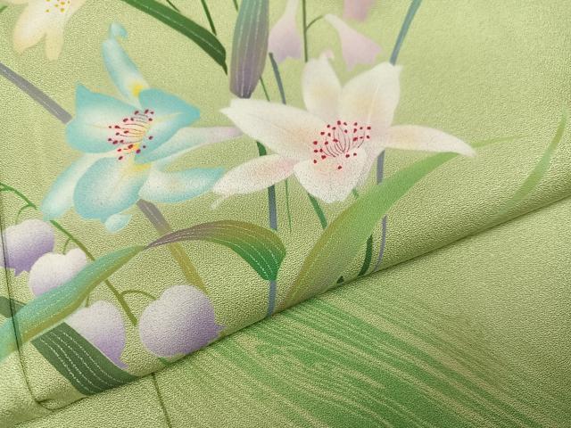 平和屋着物●訪問着 草花文 正絹 逸品 AABC6029ph