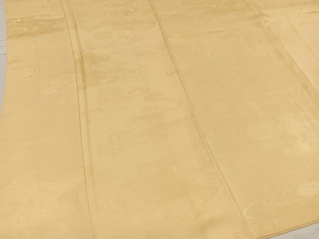平和屋着物●上質な色無地　立波地紋　蜂蜜色　正絹　逸品　AABC6051ph