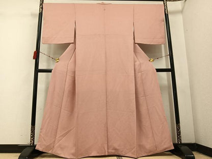 平和屋着物●上質な色無地　草花地紋　水柿色　正絹　逸品　未使用　AABC6052ph