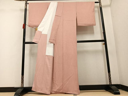 平和屋着物●上質な色無地　草花地紋　水柿色　正絹　逸品　未使用　AABC6052ph