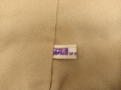 平和屋着物●上質な色無地　人物風景地紋　枯色　さが美扱い　正絹　逸品　AABC6055ph
