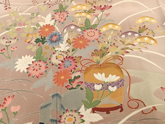 平和屋着物●本加賀友禅作家　村上堅正　色留袖　秋の色種　草花文　正絹　逸品　AABC6056ph 平和屋着物○本加賀友禅作家 村上堅正 色留袖 秋の色