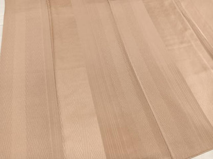 平和屋着物●上質な色無地 変わり縞地紋 支子色 正絹 逸品 AABC6064ph