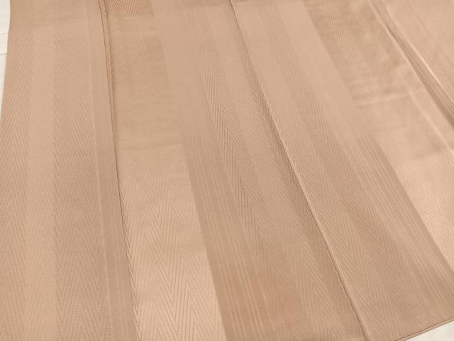 平和屋着物●上質な色無地 変わり縞地紋 支子色 正絹 逸品 AABC6064ph
