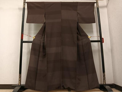 平和屋着物●上質な小紋 横段文 正絹 逸品 AABC6070ph