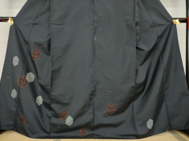 平和屋着物●本場大島紬　訪問着　絞り　亀甲花文　正絹　逸品　AABC6083ck