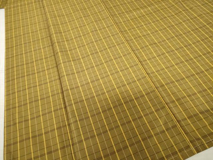 平和屋着物●上質な紬　格子　正絹　逸品　AABC6091ck