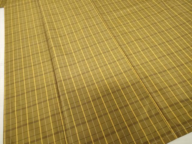 平和屋着物●上質な紬　格子　正絹　逸品　AABC6091ck