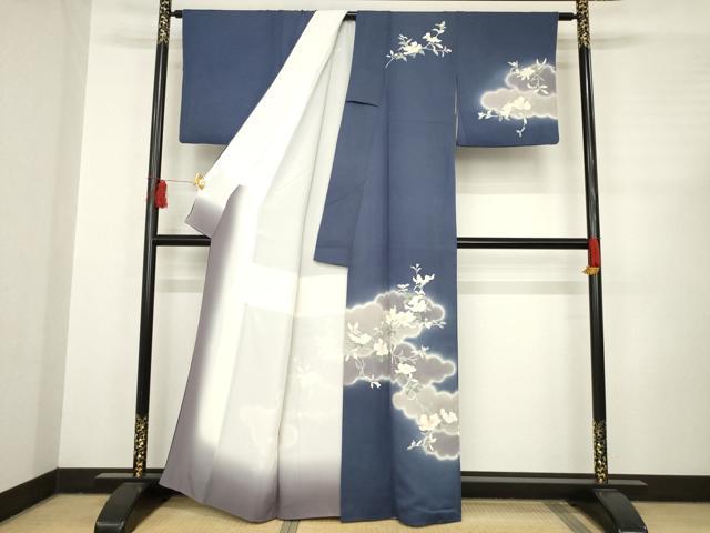 平和屋着物●訪問着 友禅 雲重ね花文 暈し染め 正絹 逸品 AABC6100ck
