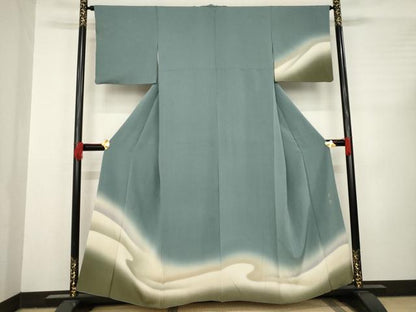 平和屋着物●訪問着　立波文　暈し染め　正絹　逸品　AABC6105ck