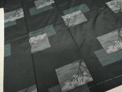 平和屋着物●上質な紬　色紙重ね風景文　黒地　正絹　逸品　AABC6106ck