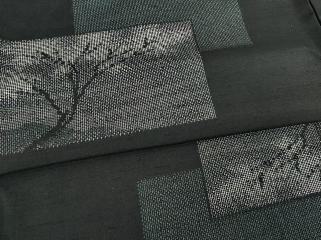 平和屋着物●上質な紬　色紙重ね風景文　黒地　正絹　逸品　AABC6106ck