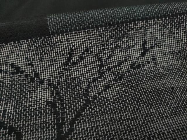 平和屋着物●上質な紬　色紙重ね風景文　黒地　正絹　逸品　AABC6106ck