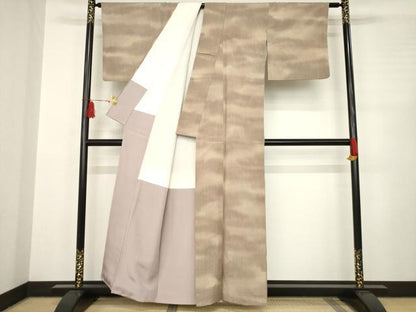 平和屋着物●お召 霞文 正絹 逸品 AABC6110ck