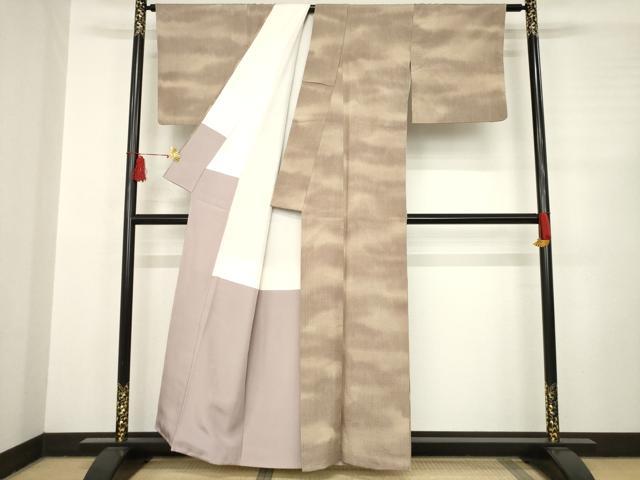 平和屋着物●お召 霞文 正絹 逸品 AABC6110ck