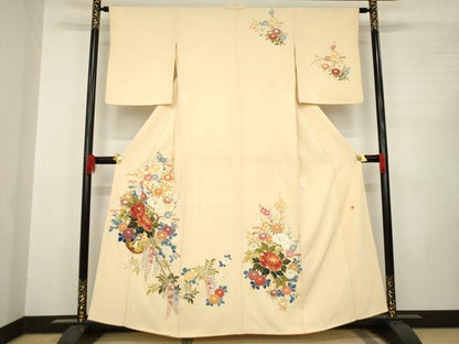 平和屋着物●訪問着　友禅　作家物　花車文　正絹　逸品　AABC6112ck
