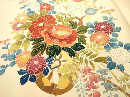 平和屋着物●訪問着　友禅　作家物　花車文　正絹　逸品　AABC6112ck
