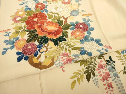 平和屋着物●訪問着　友禅　作家物　花車文　正絹　逸品　AABC6112ck