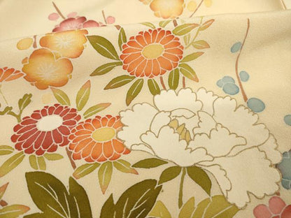 平和屋着物●訪問着　友禅　作家物　花車文　正絹　逸品　AABC6112ck