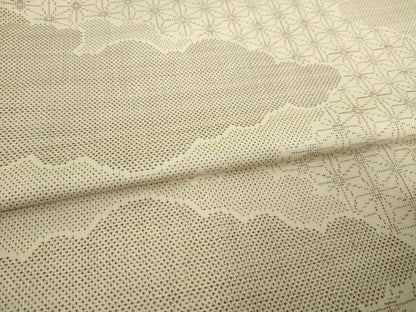 平和屋着物●本場大島紬　白大島　カタス7マルキ　雲重ね麻の葉文　正絹　逸品　AABC6114ck