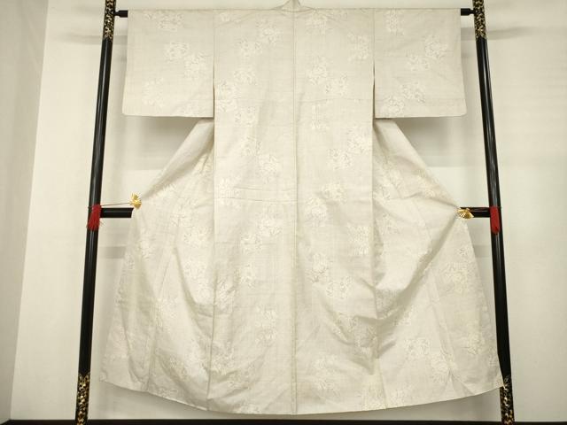 平和屋着物●本場大島紬 白大島 一元絣 色紙花文 正絹 逸品 AABC6125ck