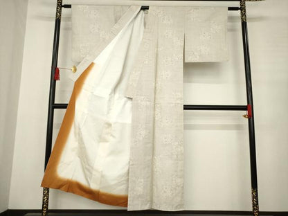 平和屋着物●本場大島紬 白大島 一元絣 色紙花文 正絹 逸品 AABC6125ck