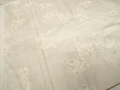 平和屋着物●本場大島紬 白大島 一元絣 色紙花文 正絹 逸品 AABC6125ck