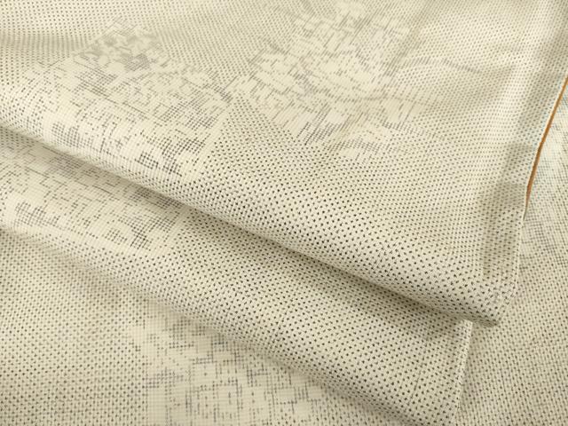 平和屋着物●本場大島紬 白大島 一元絣 色紙花文 正絹 逸品 AABC6125ck