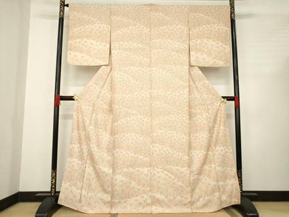 平和屋着物●上質な小紋　草花文　椿　正絹　逸品　AABC6137ck