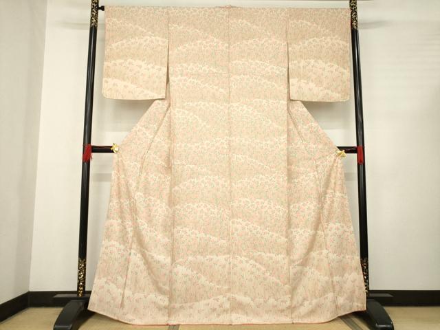 平和屋着物●上質な小紋　草花文　椿　正絹　逸品　AABC6137ck