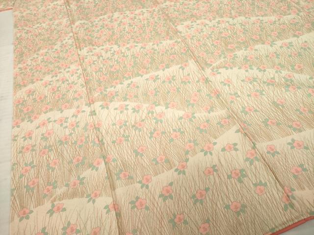平和屋着物●上質な小紋　草花文　椿　正絹　逸品　AABC6137ck