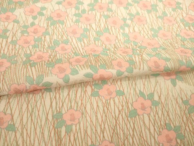 平和屋着物●上質な小紋　草花文　椿　正絹　逸品　AABC6137ck