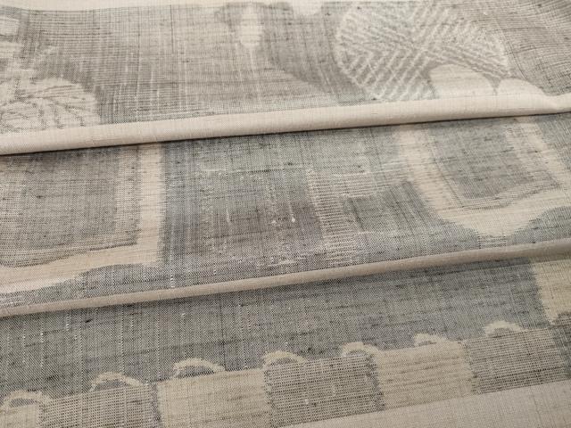 平和屋着物●上質な紬 横段花文 正絹 逸品 AABC6159ck