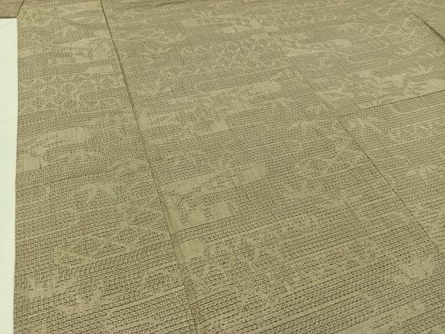 平和屋着物▽結城紬 単衣 80亀甲 エ霞花文 証紙付き 正絹 逸品 AABC6162jh