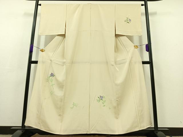平和屋着物▽訪問着 単衣 草花文 正絹 逸品 未使用 AABC6163jh