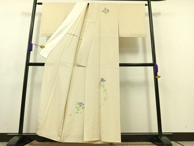 平和屋着物▽訪問着 単衣 草花文 正絹 逸品 未使用 AABC6163jh