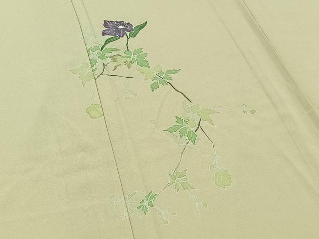 平和屋着物▽訪問着 単衣 草花文 正絹 逸品 未使用 AABC6163jh