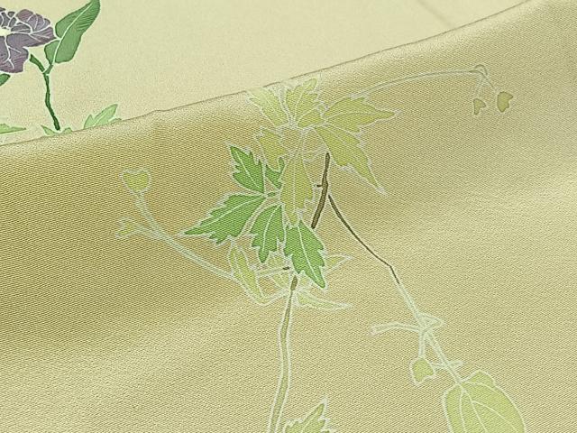 平和屋着物▽訪問着 単衣 草花文 正絹 逸品 未使用 AABC6163jh