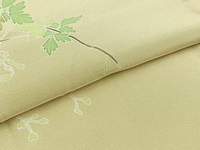 平和屋着物▽訪問着 単衣 草花文 正絹 逸品 未使用 AABC6163jh