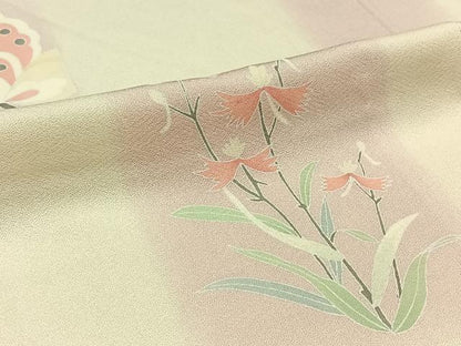平和屋着物▽訪問着 単衣 花蝶文 正絹 逸品 AABC6164jh
