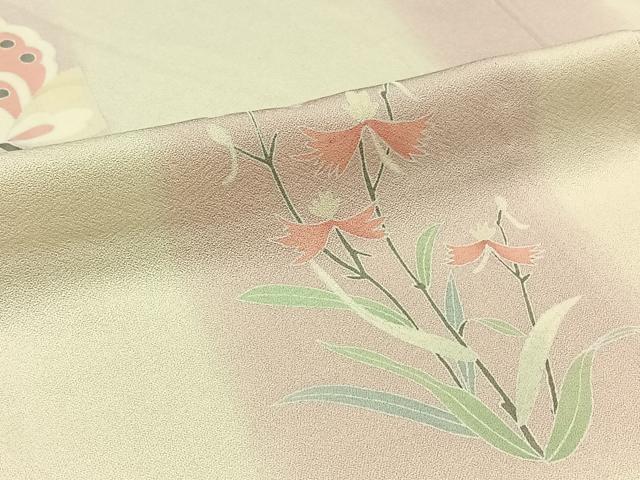 平和屋着物▽訪問着 単衣 花蝶文 正絹 逸品 AABC6164jh