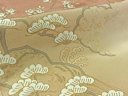 平和屋着物▽訪問着 単衣 駒刺繍 松竹梅文 暈し染め 金糸 金銀彩 正絹 逸品 AABC6166jh